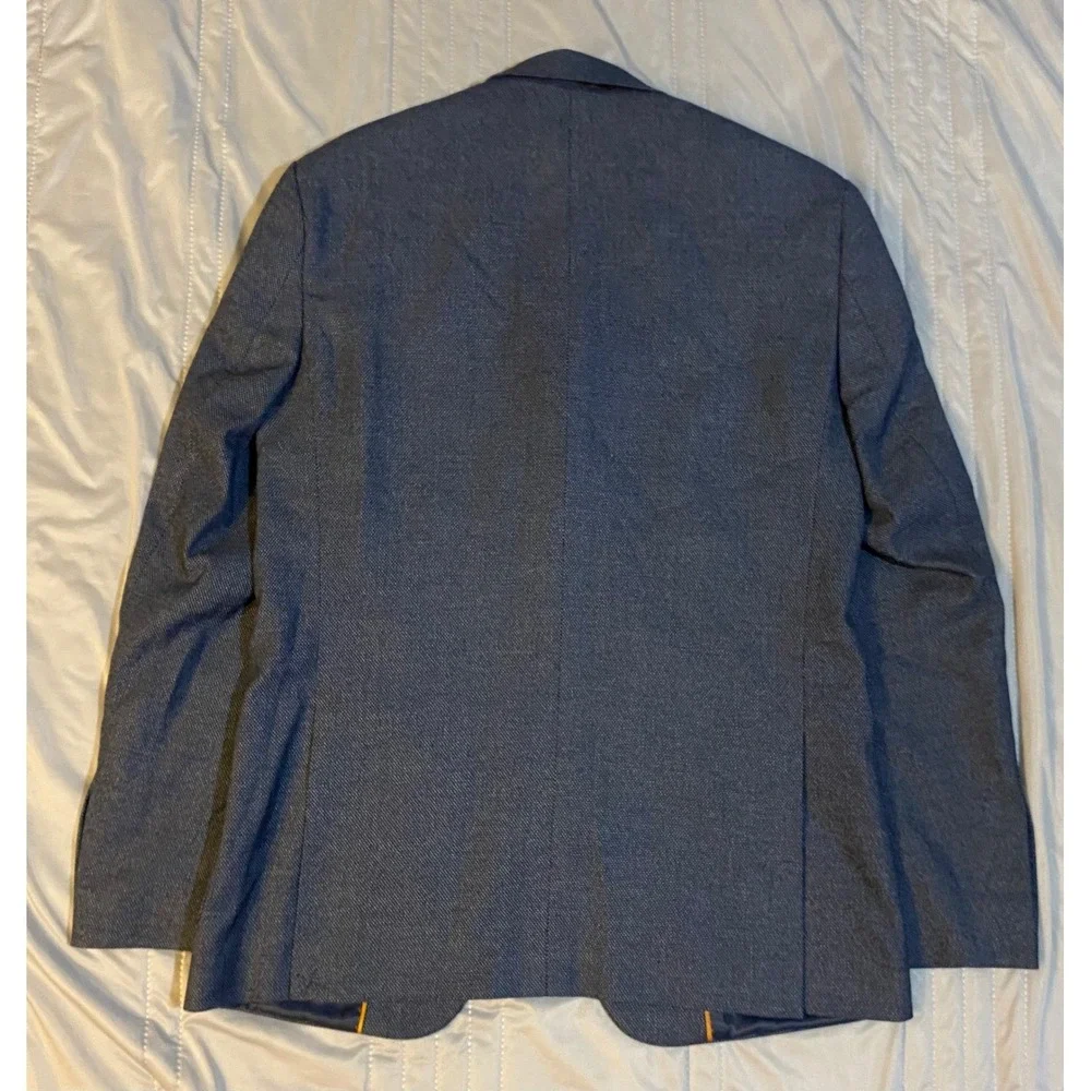 Murano Mens Blue Textured‎ Two Piece Suit Blazer and Trousers Set Slim Fit